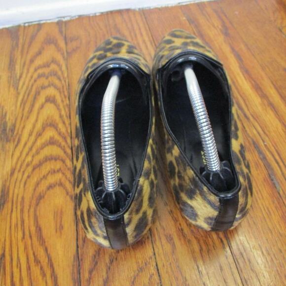 Nine West Black & Gold Leopard Print Loafers Size 7M Ballet Flats Moto Boho Edgy - Picture 6 of 16